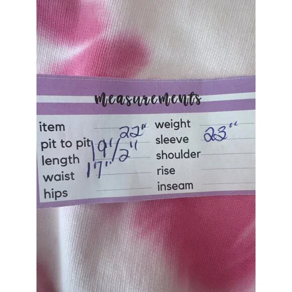 Pam & Gela Medium Tie-Dye Pink & White Cropped Sweatshirt - Picture 7 of 16